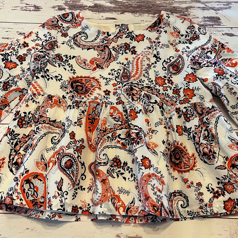 Janie & Jack Peplum Top Girl’s 5 Bell Sleeves 100% Cotton Lined
